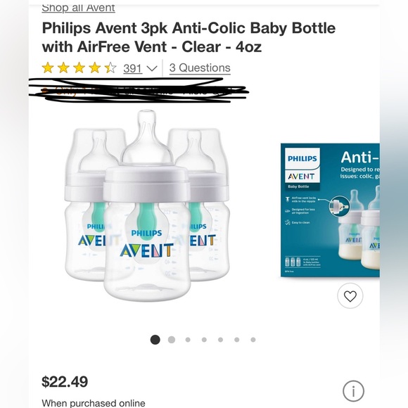 BRAND NEW Phillips Avent Anti-Colic Bottles 2- 3pack - Picture 2 of 2